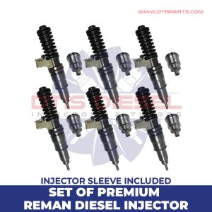SET OF PREMIUM REMAN DIESEL INJECTORS – Injector Sleeve included – 6 Injectors Set – $1,500.00 + $600.00 Core Free Shipping in all orders