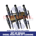 (ISX 12) – SET OF REMAN BY CUMMINS DIESEL INJECTORS – 6 Injectors Set FUEL SUPPLY INCLUDED- $9,386.82 + $600.00 Core Free Shipping in all orders