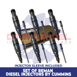 (ISX 15 x15) – SET OF REMAN BY CUMMINS DIESEL INJECTORS – 6 Injectors Set Injector Fuel Supply included for Free – $9,386.82 + $600.00 Core Free Shipping in all orders