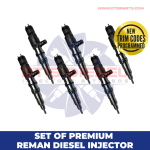 SET OF PREMIUM REMAN DIESEL INJECTOS – 6 Injectors Set – $1,800.00 + $600.00 Core Free Shipping in all orders